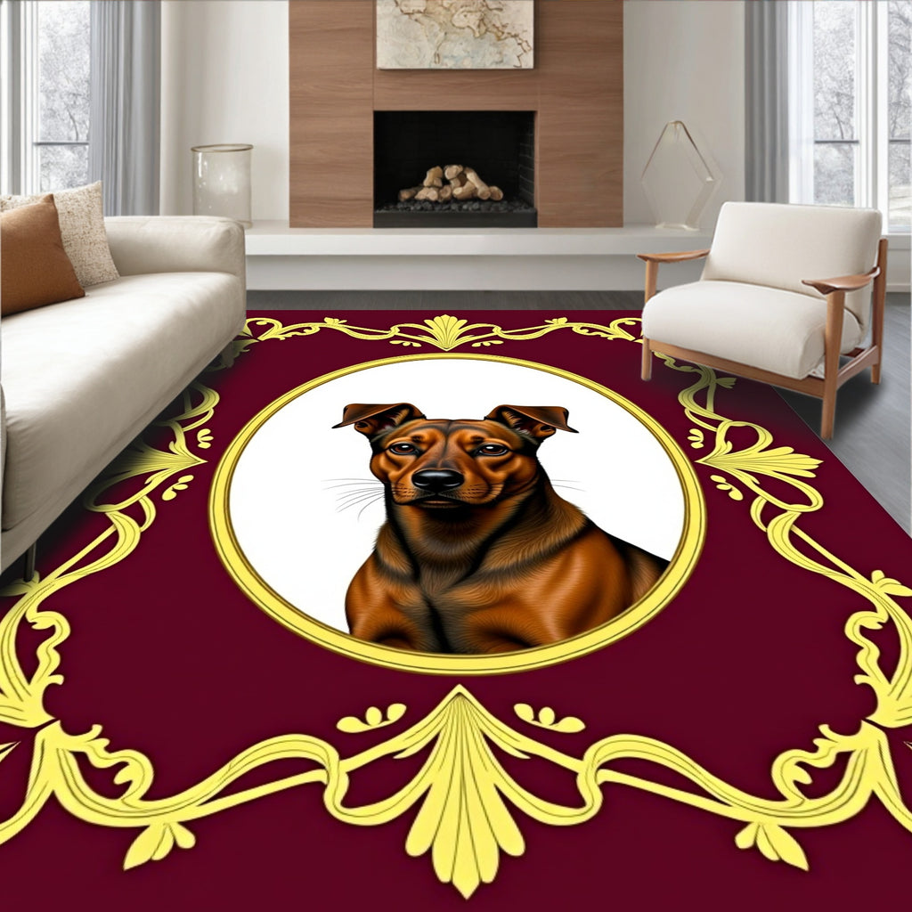 Regal Burgundy And Gold Portrait Rug