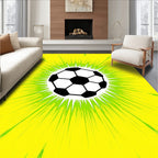 Exploding Yellow Green Soccer Ball Graphic Rug