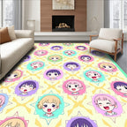Cute Anime Child Starburst Pastel Collage Rug