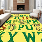 Playful Yellow Animal Alphabet Rug
