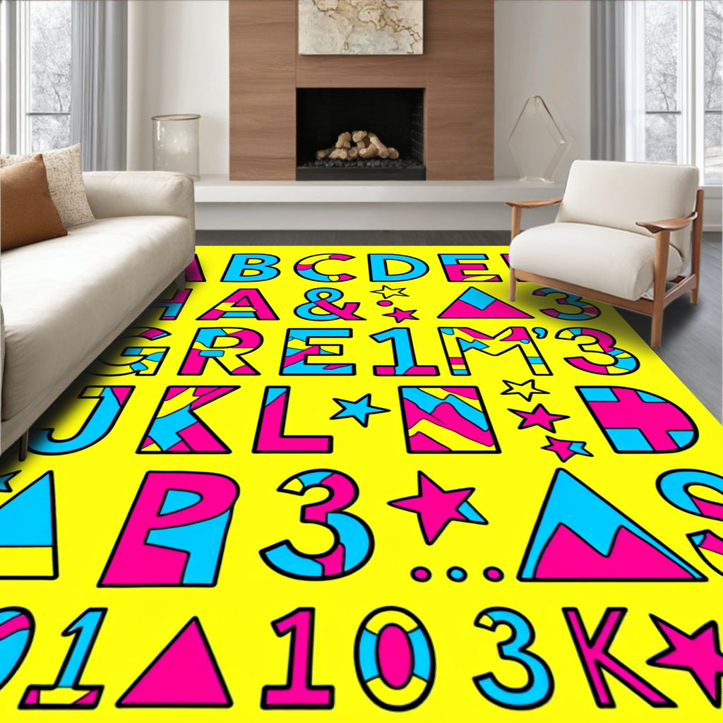 Retro Alphabet Splash Blocks Rug