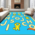 Yellow Alphabet Characters Cute Animals Rug