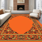 Orange and Gold Floral Border Rug
