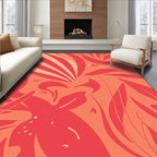 Coral Tropical Foliage Abstract Rug