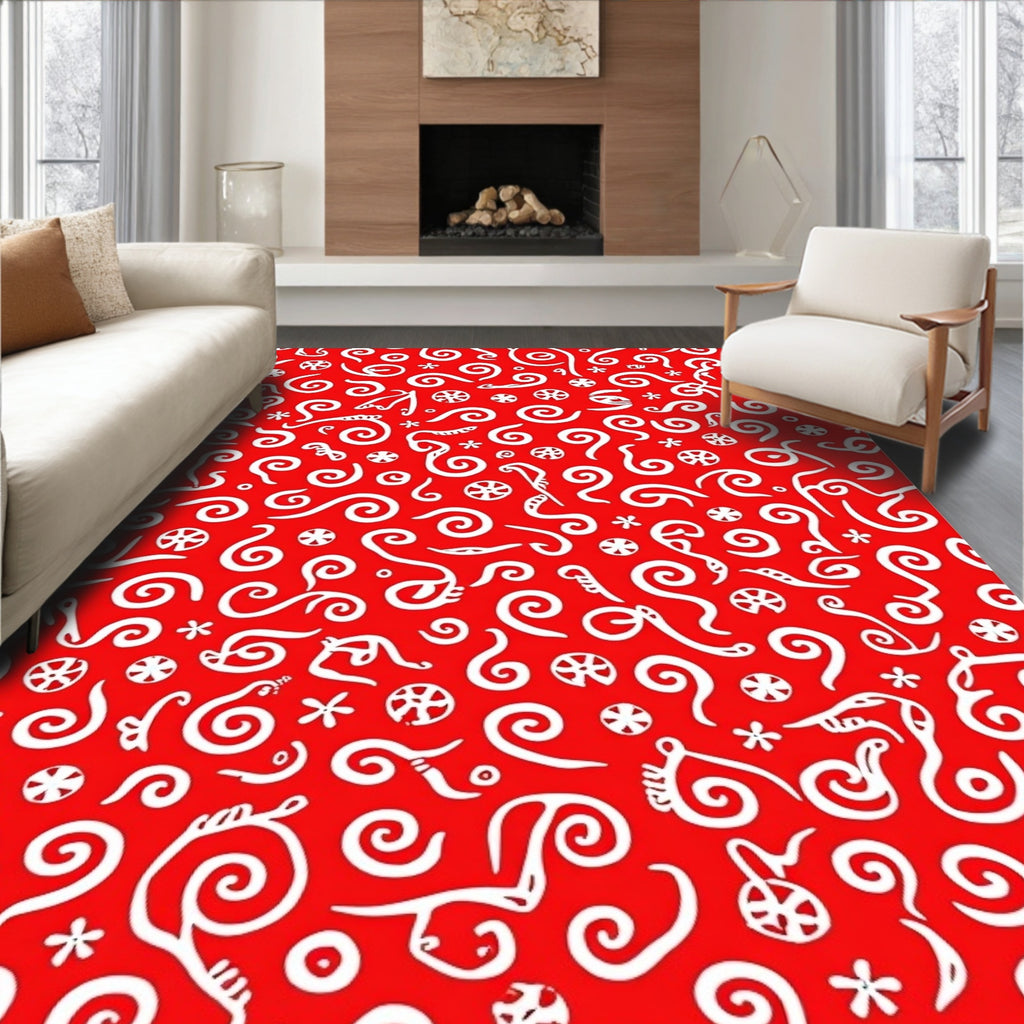 Red Swirls And Wheels Medley Rug