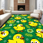 Cute Yellow Chicks With Green Floral Accents Rug
