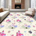 Whimsical Pink Castle Blue Cloud Scene Rug