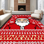 Festive Red Santa Claus Snowflakes Rug