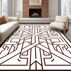 Geometric Abstract Lines Brown Rug