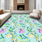 Whimsical Floral Swirls Blue Rug