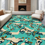 Teal Abstract Organic Forms Rug