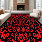 Crimson Black Ornate Swirl Rug