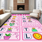 Pink Floral Sun Potted Plant Layout Rug