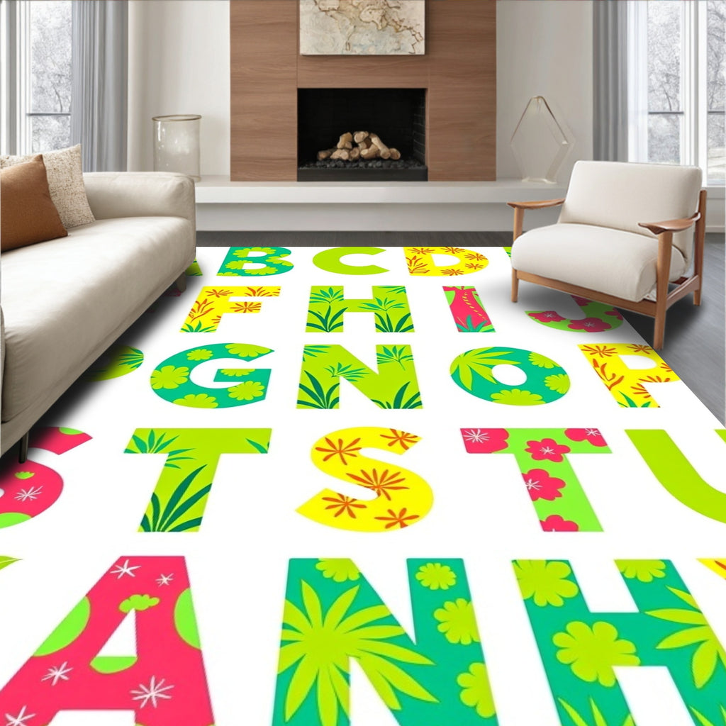 Tropical Floral Alphabet Charm Rug