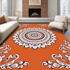 Orange and White Mandala Floral Corners Rug