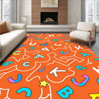 Retro Alphabet Doodle Orange Rug