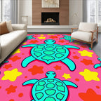 Aqua Turtle Starburst Pink Rug