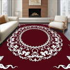 Crimson White Floral Medallion Corners Rug