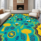 Teal Yellow Bee Hive Garden Tapestry Rug