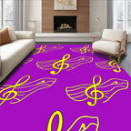 Vibrant Purple Yellow Treble Clef Waves Rug