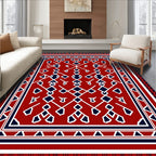 Red White Blue Geometric Tribal Rug