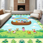 Whimsical Rainbow Ark Children's Meadow Rug