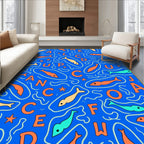 Blue Alphabet Fish Swirl Rug