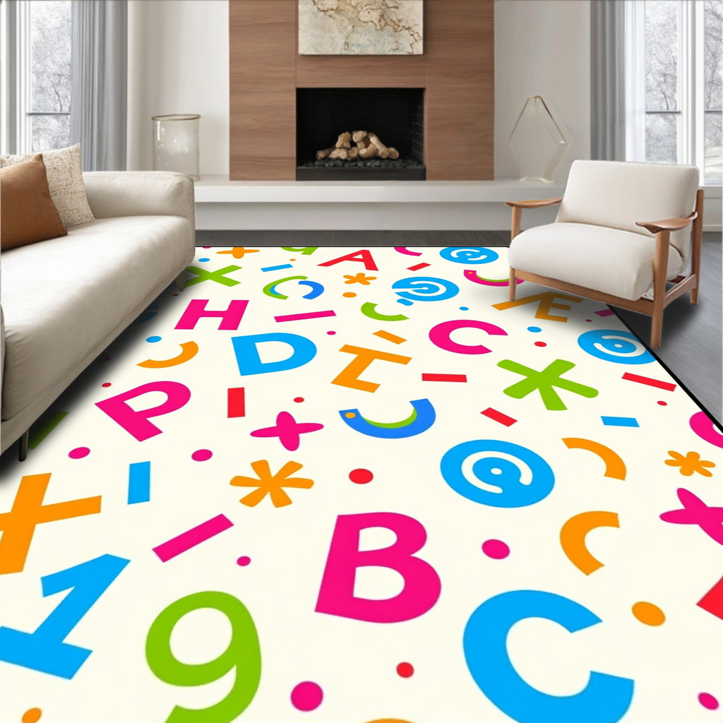 Colorful Alphabet Scatter Playful Rug