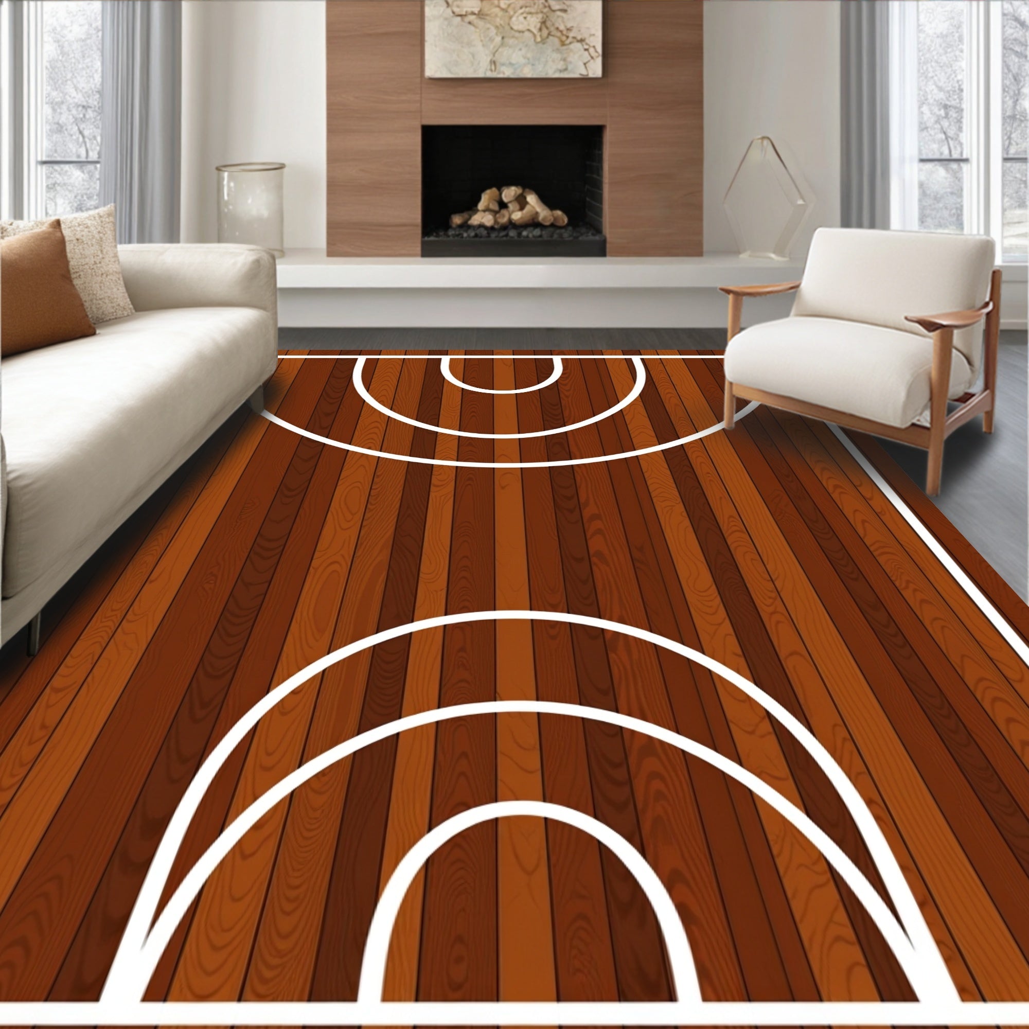 Wood Grain Court Arc Rug