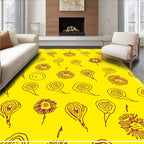 Vibrant Yellow Purple Organic Blooms Rug