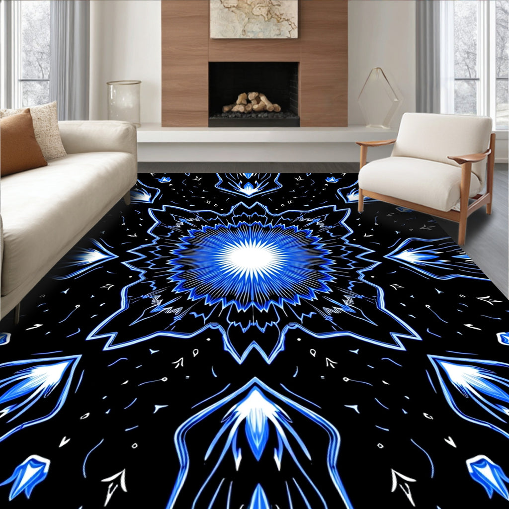 Vibrant Blue Electric Starburst Rug
