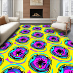 Vibrant Yellow Pink Blue Abstract Forms Rug