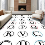 Alphabet Circles Red Blue Accents Rug