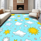 Whimsical Sky Sun Cloud Snowflake Rug