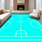 Turquoise Court Lines Geometric Rug