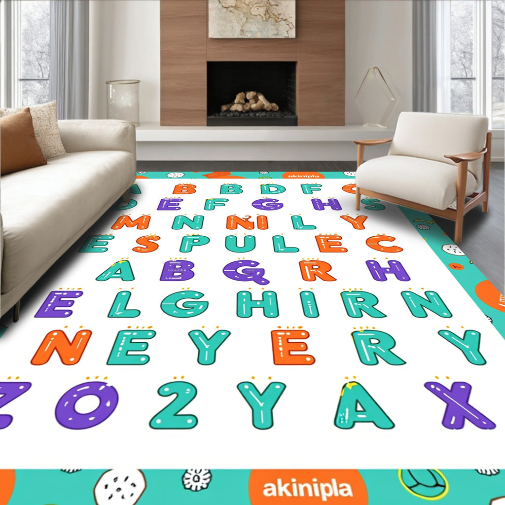 Colorful Alphabet Letters Playful Arrangement Rug