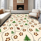 Autumn Forest Pinecone Acorn Cream Rug