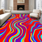 Vibrant Red Swirl Abstract Waves Rug