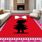 Red Silhouette Girl With Bow Rug
