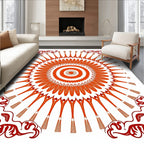 Crimson And Orange Sunburst Mandala Rug