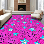 Bold Pink Star Swirls Rug