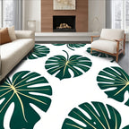 Dark Green Tropical Leaves Rug