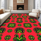 Vibrant Red Folk Art Medallion Rug