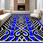 Bold Blue Interlocking Ribbon Art Rug