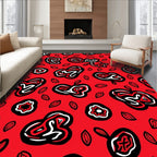 Bold Crimson Abstract Organic Shapes Rug