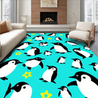 Bold Penguin Star Whimsical Pattern Rug