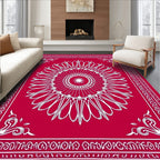 Crimson White Radial Medallion Border Rug