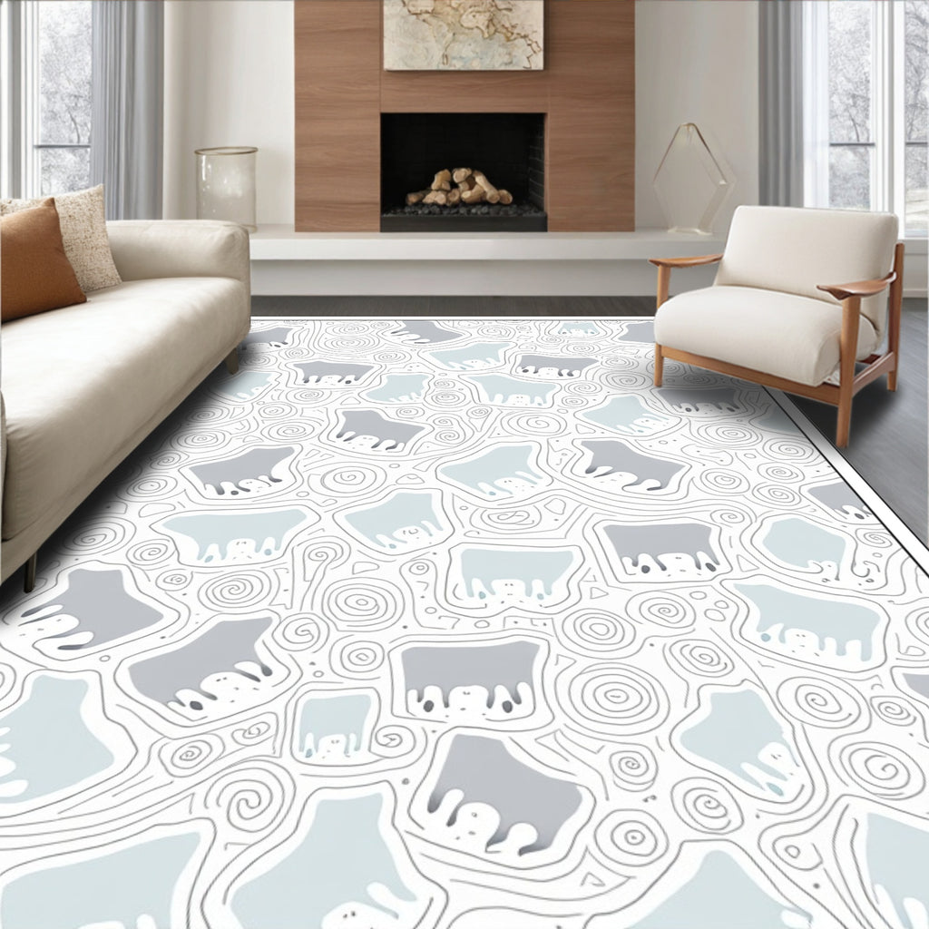 Abstract Gray Blue Animal Swirls Rug