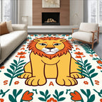 Golden Lion Floral Border Accent Rug