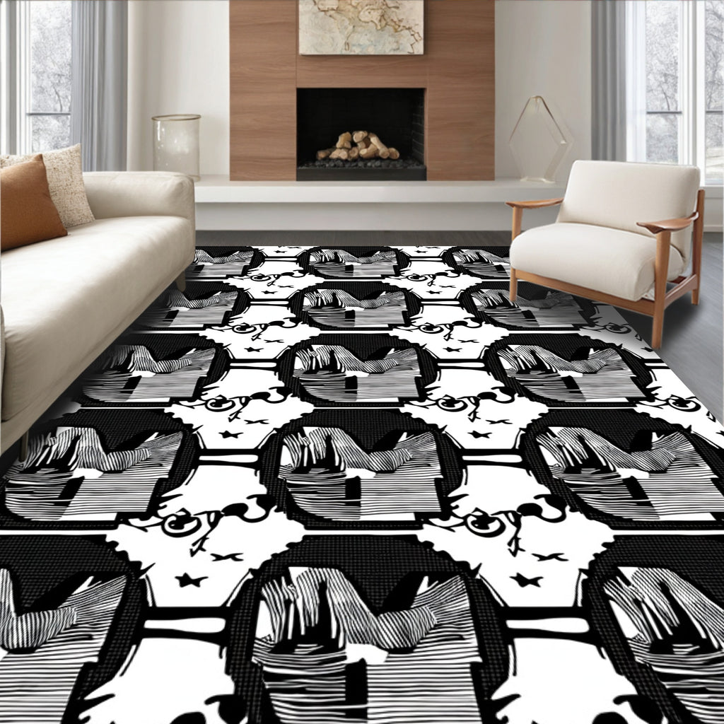 Monochromatic Black And White Abstraction Rug
